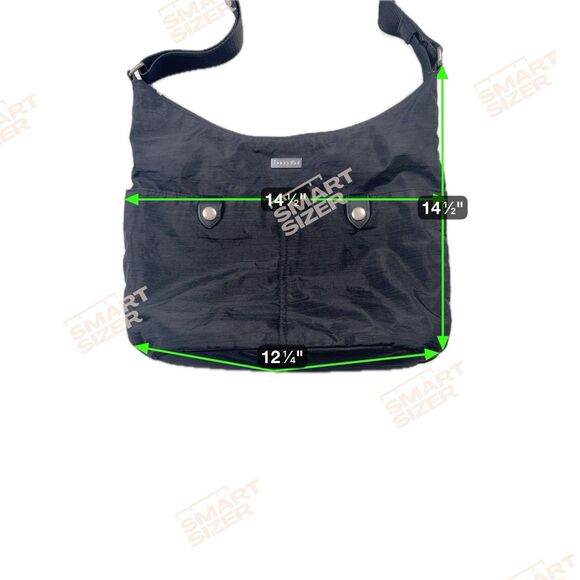 Baggalini Crinkle Nylon Crossbody Bag Black Adjustable Strap - Picture 3 of 6